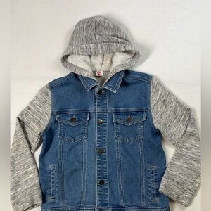 Kids Boys Denim Blue Denim Jacket  Sleeves & Hooded Size L 10-12